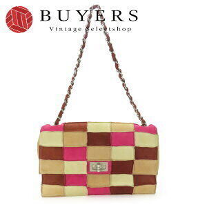 Chanel Shoulder Bag Mutlicolor Beige Suede Patchwork